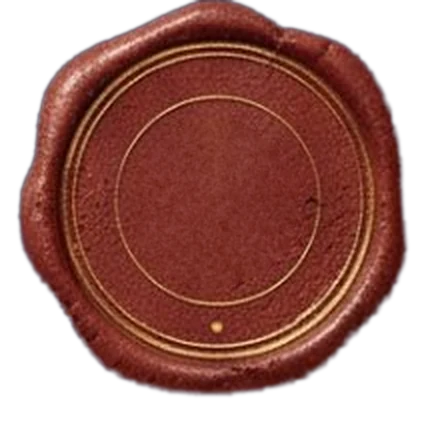 Red wax seal with a gold double rim
